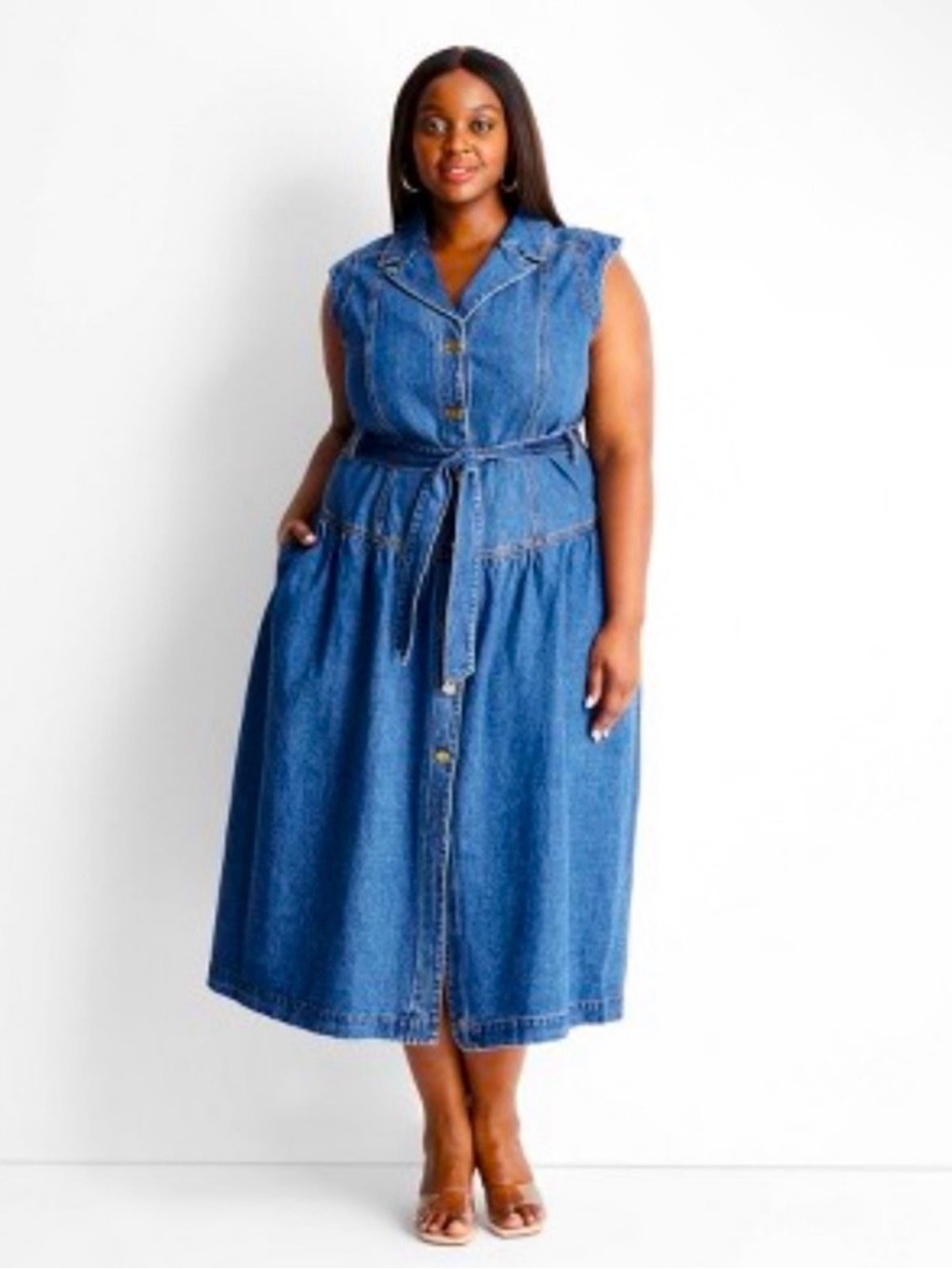 Jenee Naylor x Future Collective for Target  Denim Button Front Dress - Size 18